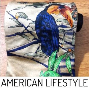 American Lifestyle Animal Bird Print Tie All Silk